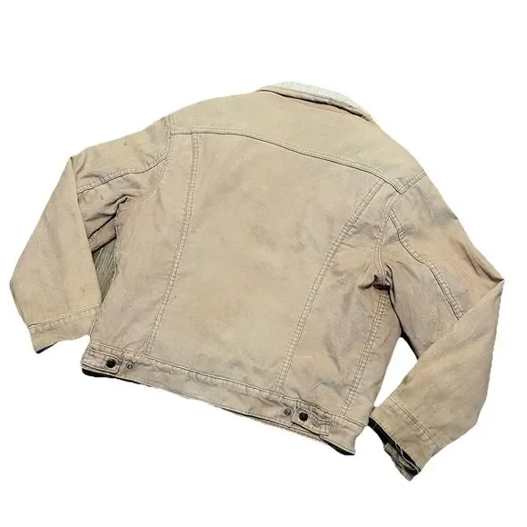 Levi's Vintage Thrashed Big E Sherpa Lined Corduroy Jacket Type 3 Size 42 - Picture 2 of 14